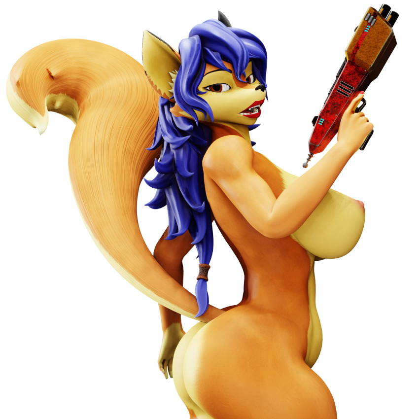 anthro big_breasts big_butt blender_(software) blender_eevee breasts butt canid canine carmelita_fox female fox hi_res houssem mammal sly_cooper_(series) sony_corporation sony_interactive_entertainment sucker_punch_productions warfare_machine