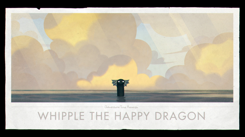 adventure_time ambiguous_gender aquatic_dragon cartoon_network cloud cover_art dot_eyes dragon ear_fins feral fin joy_ang marine official_art partially_submerged sea solo title toony water whipple white_eyes