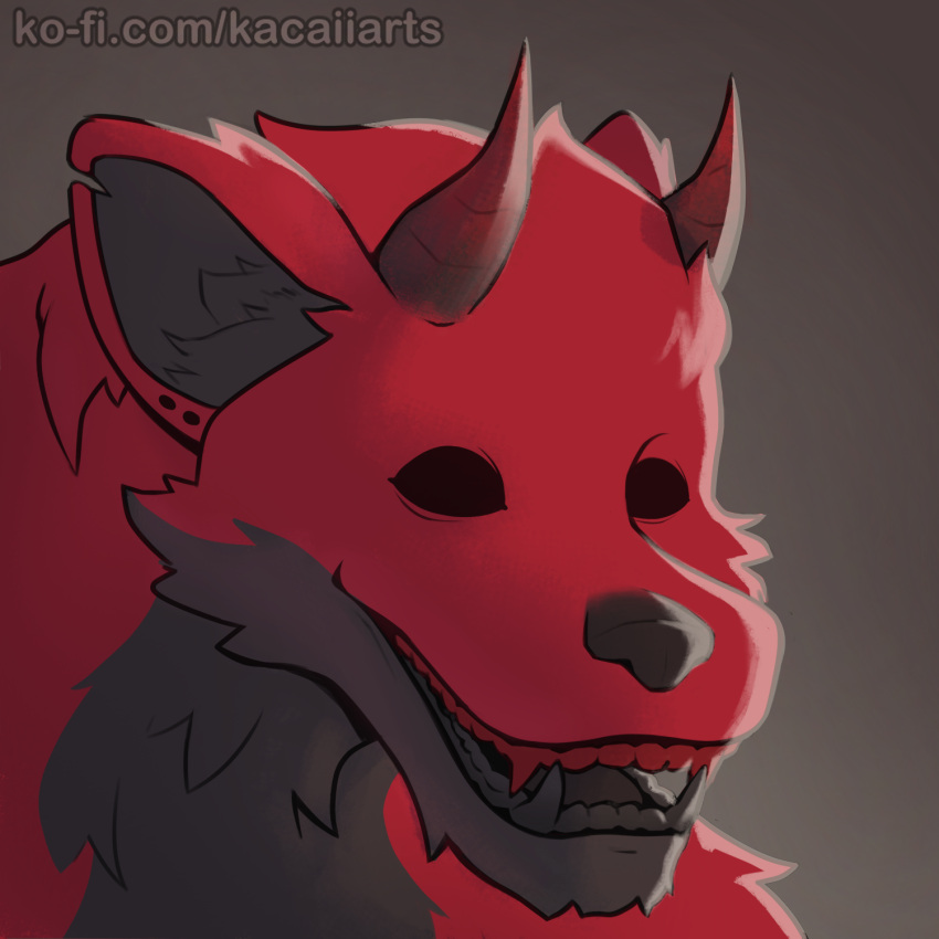 anthro black_body canid canine creepy empty_eyes hi_res hybrid icon kacaii male mammal red_body solo were werecanid werecanine werewolf