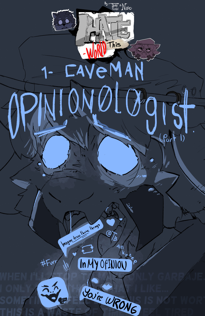 absurd_res anthro arachnid arthropod black_body black_fur blue_background blue_eyes blue_light comic cover cover_art cover_page fur hi_res male notification pincers scorpion simple_background solo tbankreep twitter twitter_logo