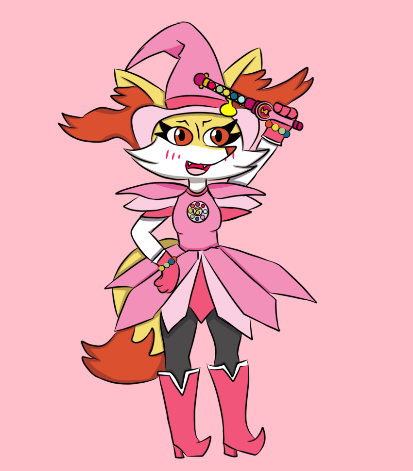 anthro braixen canid canine cosplay doremi_harukaze female fox generation_6_pokemon hi_res humanoid mammal nintendo ojamajo_doremi pokemon pokemon_(species) riverxa solo