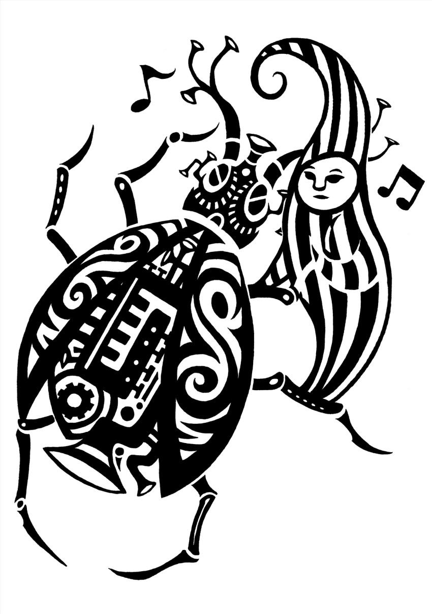 2014 ambiguous_gender animatronic arthropod beetle black_and_white brass_instrument digital_drawing_(artwork) digital_media_(artwork) duo elytron featureless_hands feral flute front_view full-length_portrait fur gear gnome head_tails hi_res humanoid insect insect_wings machine monochrome musical_instrument musical_note portrait restricted_palette robot scp-1956 scp-1956-1 scp_foundation side_view simple_background striped_body striped_fur stripes sunnyclockwork three-quarter_portrait trumpet white_background wind_instrument wings woodwind_instrument