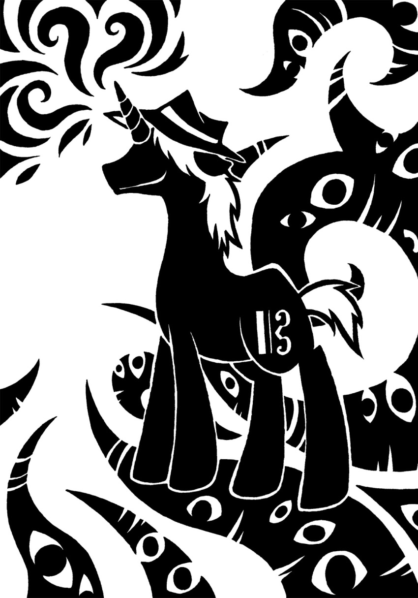 1_horn 2014 alto_clef alto_clef_(scp_foundation) black_and_white closed_smile clothing cutie_mark digital_drawing_(artwork) digital_media_(artwork) equid equine feral grin hair hasbro hat hat_only headgear headgear_only headwear headwear_only hi_res hooves horn horse male mammal mane monochrome mostly_nude mouth_closed musical_note my_little_pony pony prick_ears quadruped restricted_palette scp_foundation short_hair short_tail silhouette simple_background smile solo standing straight_horn sunnyclockwork tail tentacle_eye tentacles unguligrade unicorn unicorn_horn white_background