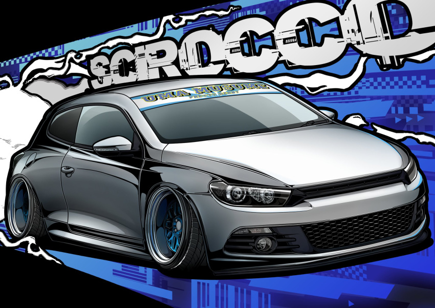 car copyright_name haduki_neko highres motor_vehicle no_humans original smoke stance_(vehicle) vehicle_focus vehicle_name volkswagen volkswagen_scirocco