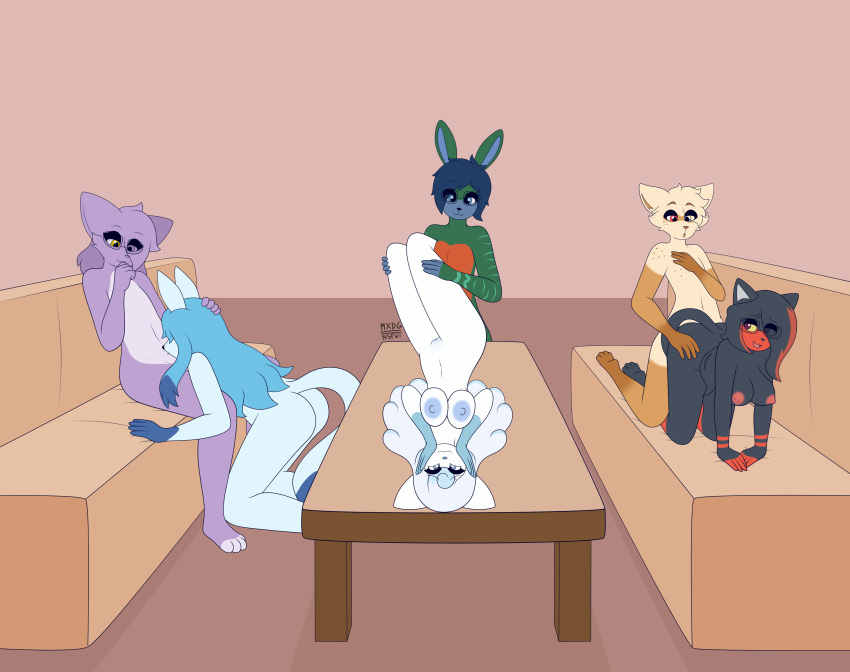 absurd_res alolan_form alolan_vulpix anthro areola black_body black_fur black_hair blue_eyes blue_hair breast_squish breasts brown_body brown_fur couch_sex dane_(max_draws) doggystyle domestic_cat domestic_ferret duo eeveelution eyewear eyewear_only felid feline felis fellatio female from_behind_position fur furniture generation_4_pokemon generation_7_pokemon glaceon glasses glasses_only green_body green_fur group group_sex hair hi_res kneeling kneeling_oral_position lagomorph leporid litten looking_up lying male male/female mammal max_draws mustelid musteline nintendo nipples nude on_back oral orange_body orange_fur penile pokemon pokemon_(species) purple_body purple_fur purple_hair rabbit red_body red_eyes red_fur red_hair regional_form_(pokemon) sex sitting sofa squish table table_sex true_musteline weasel white_body white_fur white_hair yellow_eyes