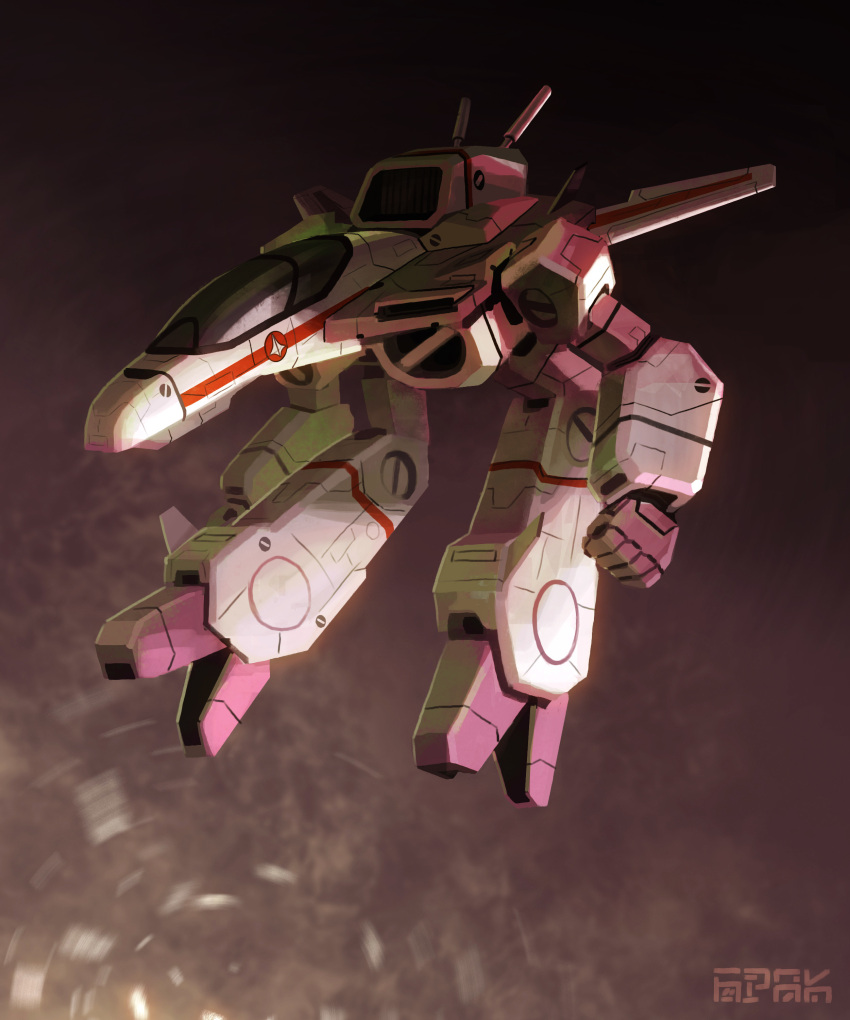 absurdres choujikuu_yousai_macross cixpack-imf concept_art crossover debris english_commentary flying fusion gerwalk highres kikou_souseiki_mospeada legioss machinery macross mecha mecha_focus mospeada motion_blur no_humans original photoshop_(medium) redesign robot robotech roundel science_fiction signature sketch u.n._spacy vf-1 vf-1j