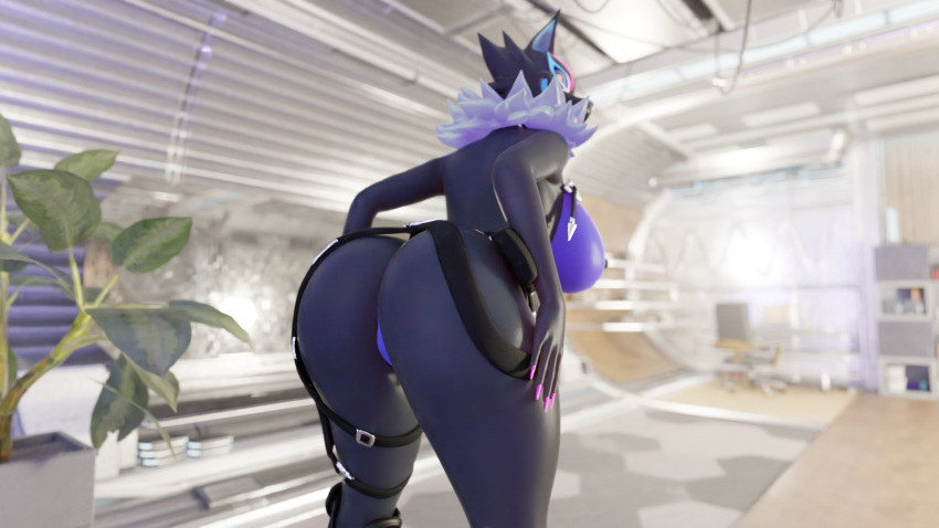 16:9 2023 3d_(artwork) anthro belt big_breasts black_body black_fur breasts butt canid canine canis clothed clothed/nude clothing colored_nails digital_media_(artwork) ears_up epic_games erect_nipples female fillerbread fortnite fur genitals glowing glowing_body hi_res looking_at_viewer looking_back mammal multicolored_body multicolored_eyes multicolored_eyeshadow multicolored_fur nails nipples nude pack_leader_highwire pink_nail_polish pink_nails plant presenting presenting_hindquarters presenting_pussy purple_body purple_fur pussy smile smiling_at_viewer solo solo_focus solo_in_panel thick_thighs white_body white_fur widescreen wolf