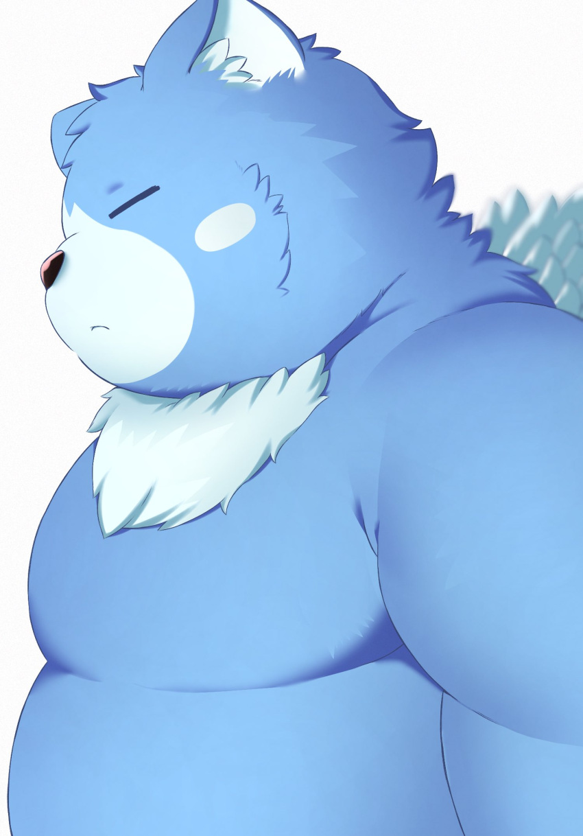 2023 anthro bear belly big_belly black_nose eyes_closed hi_res kemono male mammal moobs moosh nintendo oracle_of_ages oracle_of_seasons overweight overweight_male simple_background solo the_legend_of_zelda trail_arnak white_background wings
