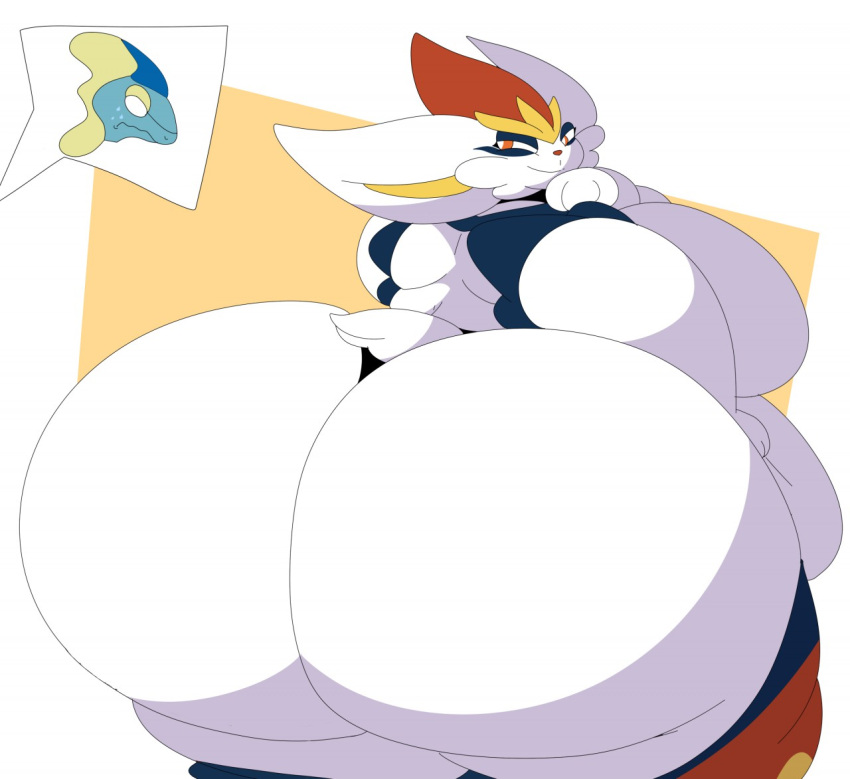 2020 anthro back_rolls belly big_belly big_breasts big_butt bodily_fluids bottomwear bottomwear_down breasts butt castdraws cinderace clothed clothing cutaway duo female generation_8_pokemon hand_on_chin hand_on_stomach huge_breasts huge_butt huge_hips inteleon long_ears looking_at_another looking_back looking_back_at_another male morbidly_obese morbidly_obese_anthro morbidly_obese_female narrowed_eyes nintendo obese obese_anthro obese_female offscreen_character overweight overweight_anthro overweight_female pants pants_down partially_clothed pokemon pokemon_(species) presenting presenting_hindquarters rear_view short_tail shy simple_background smile smug solo_focus sweat sweatdrop tail teasing thick_thighs three-quarter_view white_body