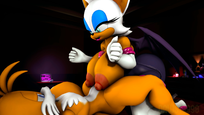 absurd_res age_difference anthro bat breast_play breasts canid canine daws19 duo female fox hi_res lipstick makeup male male/female mammal miles_prower older_female rouge_the_bat sega sex smile sonic_the_hedgehog_(series) titfuck younger_male