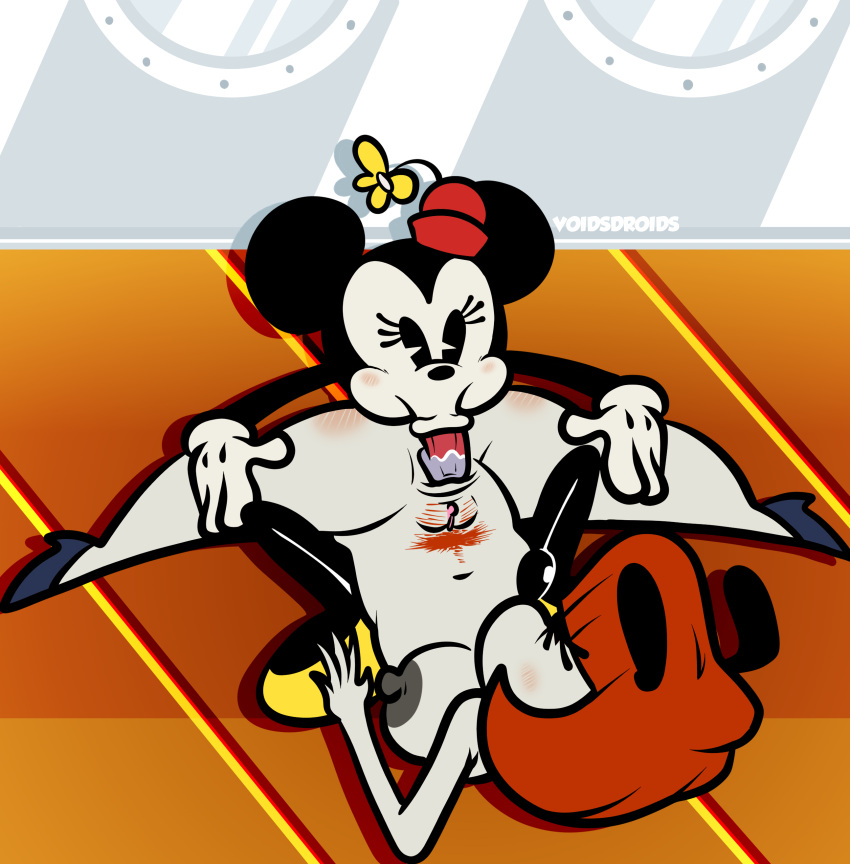 2023 absurd_res anal anthro breasts canid canine canis clothing disney domestic_dog duo erica_(disney) female female/female female_rimming_female fleischer_style_toon genitals gloves hair handwear hi_res licking mammal mickey_mouse_shorts minnie_mouse mostly_nude mouse murid murine nipples oral orange_hair pubes pussy rimming rodent sex spread_legs spreading tongue tongue_out toony voidsdroids