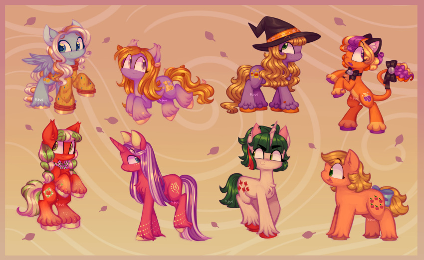 abra-ca-dabra_(mlp) accessory applejack_(mlp:g1) applejack_(mlp:g3) autumn_crisp autumn_skye_(mlp) bangs blonde_hair bottomless bow_ribbon braided_hair chibi clothed clothing cutie_mark earth_pony equid equine feathered_wings feathers female feral furgonomics green_hair group gusty_(mlp) hair hasbro hat hat_only headgear headgear_only headwear headwear_only hi_res hooves horn horse mammal mlp_g1 mlp_g3 mostly_nude my_little_pony neck_bow pegasus pony pumpkin_tart_(mlp) ribbons sidruni sweater sweater_only tail tail_accessory tail_bow tail_ribbon tail_tuft topwear topwear_only tuft unicorn unicorn_horn wings witch_hat