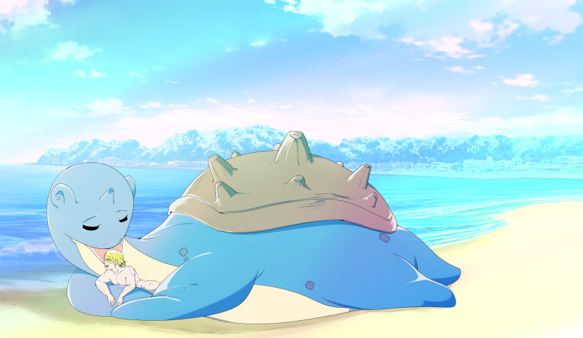 absurd_res beach duo female generation_1_pokemon hi_res human imminent_vore interspecies lapras licking male male/female mammal nintendo nude pokemon pokemon_(species) pokephilia romantic romantic_ambiance sea seaside size_difference tapirclip tongue tongue_out volo_(pokemon) water