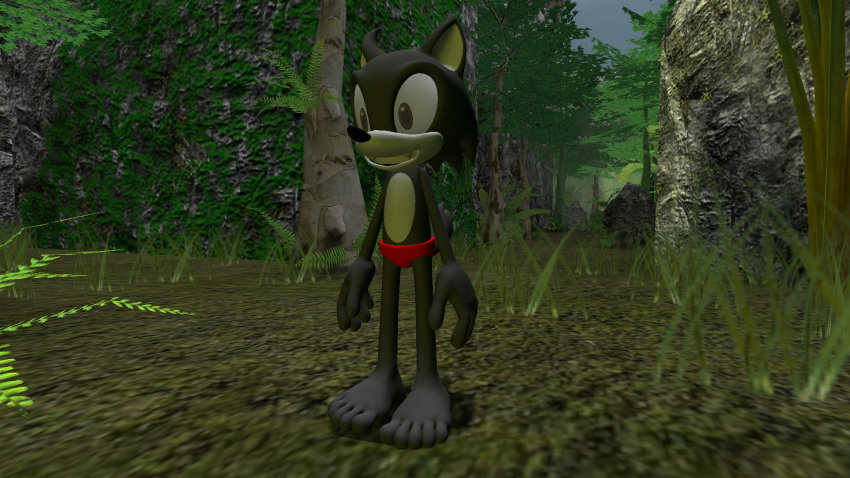 adamsmithson anthro barefoot bottomwear clothing feet hi_res loincloth male mobian_wolf nanthoo_the_wolf sega solo sonic_the_hedgehog_(series)