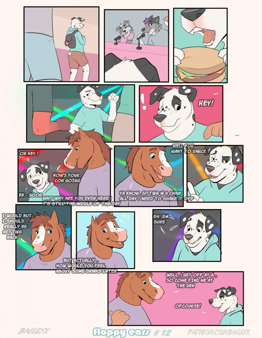 anthro baileyx canid canine comic dialogue duo equid equine hi_res male male/male mammal