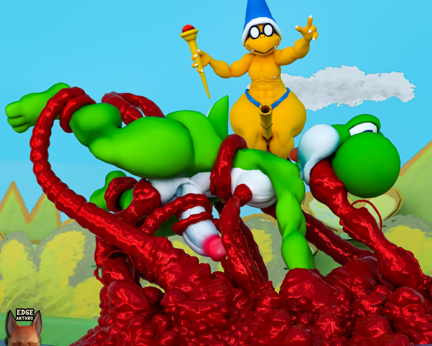 anal anal_penetration anthro bound duo edgeanthro genitals hi_res kamek koopa magikoopa male male/male mario_bros nintendo penetration reptile scalie tentacles tentacles_in_ass tentacles_in_mouth tentacles_on_male urethral urethral_penetration yoshi yoshi_(character)