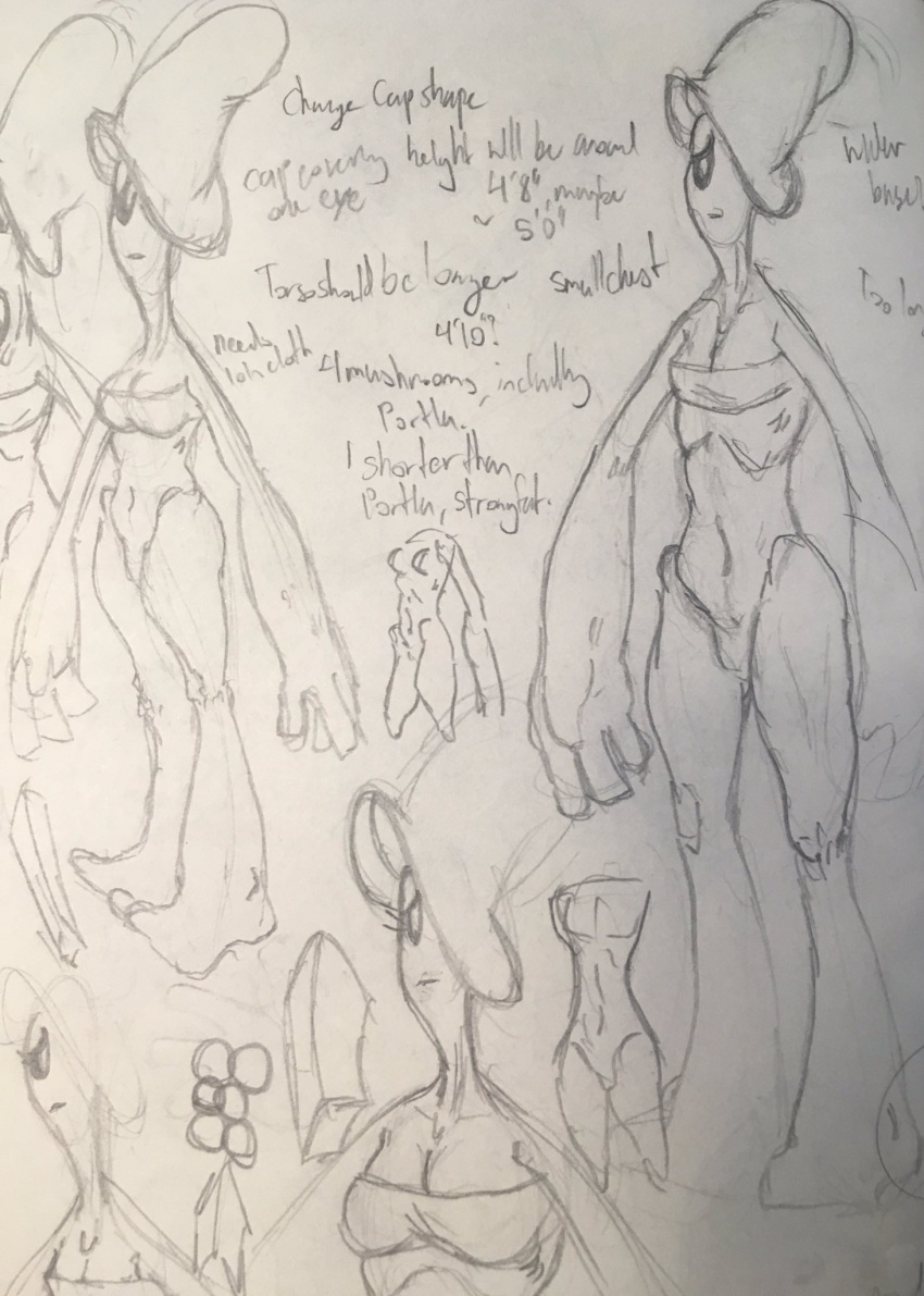 2018 4_fingers 4_toes bandeau barefoot biped black_sclera bottomless breasts bust_portrait clothed clothing elemental_creature elemental_humanoid english_text eyelashes featureless_crotch feet female fingers front_view full-length_portrait fungi_fauna fungi_humanoid fungus graphite_(artwork) guide_lines half-length_portrait hi_res humanoid imperial_unit kaboodles looking_at_viewer multiple_images multiple_poses mushroom mushroom_humanoid not_furry one_eye_obstructed partially_clothed partially_clothed_female pencil_(artwork) portrait pose simple_background sketch sketch_page skinny slim small_breasts solo standing tall text three-quarter_view toes topwear topwear_only traditional_media_(artwork)