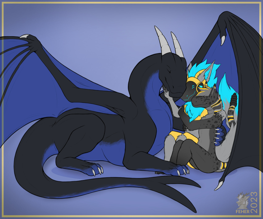 anthro cuddling dragon embrace entwined_tails feher feral firexuz_(firexuz) group group_hug group_picture hi_res hug lying machine male on_front protogen radio_(flufferderg) reptile sandy_(sandfire18) scalie sitting snake tail tail_coil trio