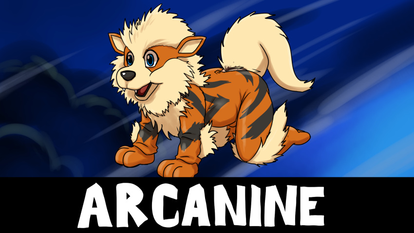 16:9 2020 3_toes all_fours ambiguous_gender anthro arcanine blue_eyes canid canine clothed clothing colored costume cute_fangs digital_drawing_(artwork) digital_media_(artwork) english_text ergomancy fangs feet fur fursuit generation_1_pokemon hi_res mammal nintendo open_mouth paws pokemon pokemon_(species) shaded solo species_name tail teeth text toes tongue white_text widescreen