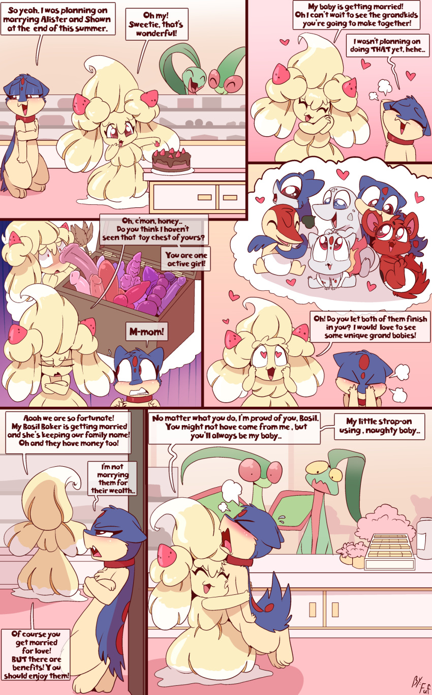 &lt;3 &lt;3_eyes 2022 absurd_res alcremie ambiguous_gender anal_beads animal_dildo animal_sex_toy basil_(lightsoul) blue_body bulbasaur buttplug cake canine_dildo collar comic countershade_face countershade_torso countershading cyndaquil daughter_(lore) dessert dildo duo embrace english_text equine_dildo eyes_closed facial_markings female feral food forehead_markings fruit fuf generation_1_pokemon generation_2_pokemon generation_5_pokemon generation_8_pokemon green_body group half-closed_eyes head_markings hi_res hug looking_at_another looking_away markings minccino mother_(lore) mother_and_child_(lore) mother_and_daughter_(lore) multicolored_body narrowed_eyes nintendo open_mouth open_smile parent_(lore) parent_and_child_(lore) parent_and_daughter_(lore) plant plug_(sex_toy) pokemon pokemon_(species) quadruped quilava red_markings semi-anthro sex_toy shocked smile species_request speech_bubble strawberry text thought_bubble two_tone_body white_body