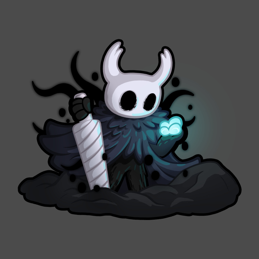 2_horns absurd_res ambiguous_gender animal_humanoid arthropod arthropod_humanoid black_body black_eyes black_tentacles cel_shading cloak clothed clothing dark_eyes empty_eyes grey_cape hi_res holding_object holding_sword holding_weapon hollow_knight horn humanoid insect insect_humanoid looking_down luhrak mask melee_weapon outline particles rock shaded shadow shadow_tentacles simple_background solo standing sword team_cherry tentacles the_knight_(hollow_knight) weapon white_mask