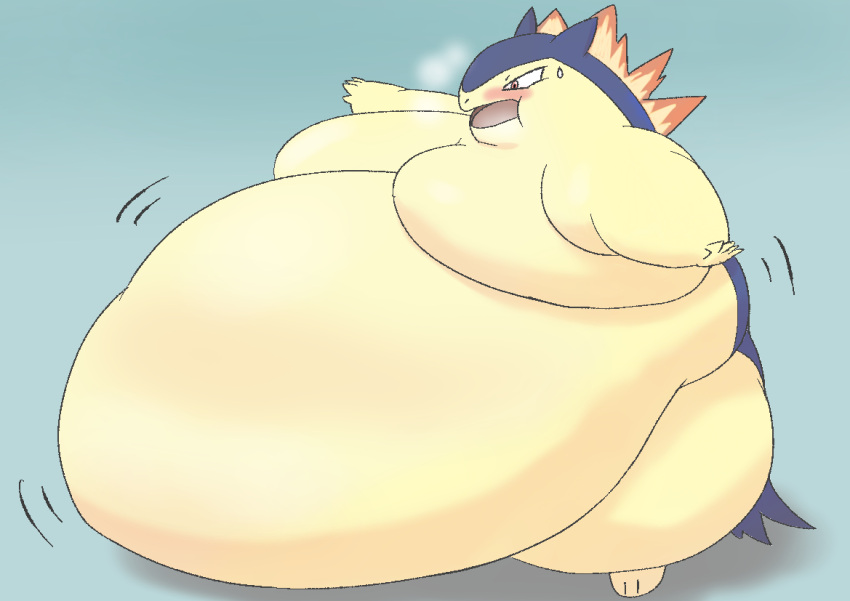 belly breasts generation_2_pokemon kazutti nintendo overweight pokemon pokemon_(species) typhlosion weight_gain