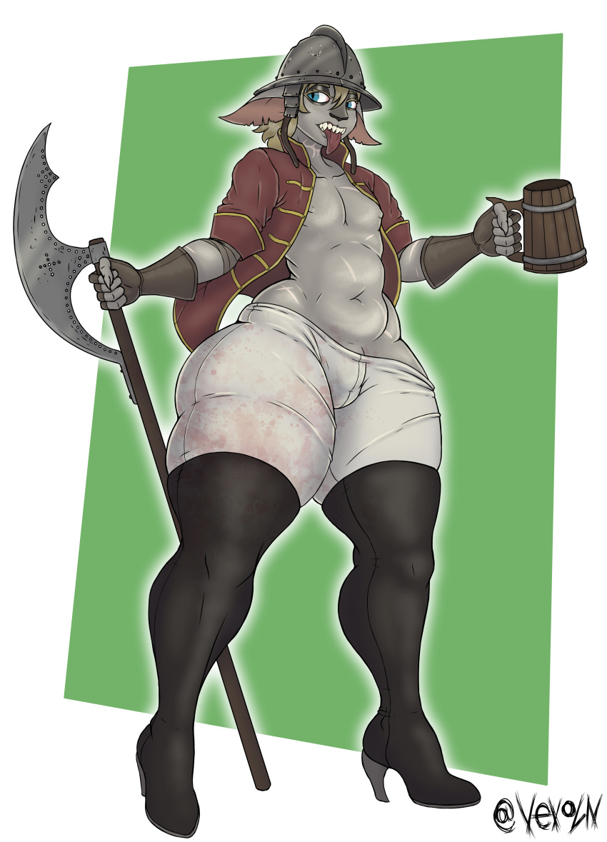 absurd_res alcohol anthro armor axe bardiche batmilk belly belt beverage big_butt blonde_hair boots bottomwear bovid bulge butt caprine claws clothed clothing curvaceous curvy_figure detailed_bulge footwear fur genitals girly goat grey_body grey_fur gun hair headgear helmet hi_res high_heels ilya_(batmilk) leather leather_clothing legwear long_tongue mace male mammal medieval melee_weapon musket nails open_clothing open_mouth penis penis_base plantigrade polearm prick_ears ranged_weapon renaissance scar sharp_claws sharp_nails sharp_teeth slightly_chubby soldier solo teeth thick_thighs thigh_boots thigh_highs tight_clothing tongue tongue_out topwear uniform voluptuous warrior weapon wide_hips