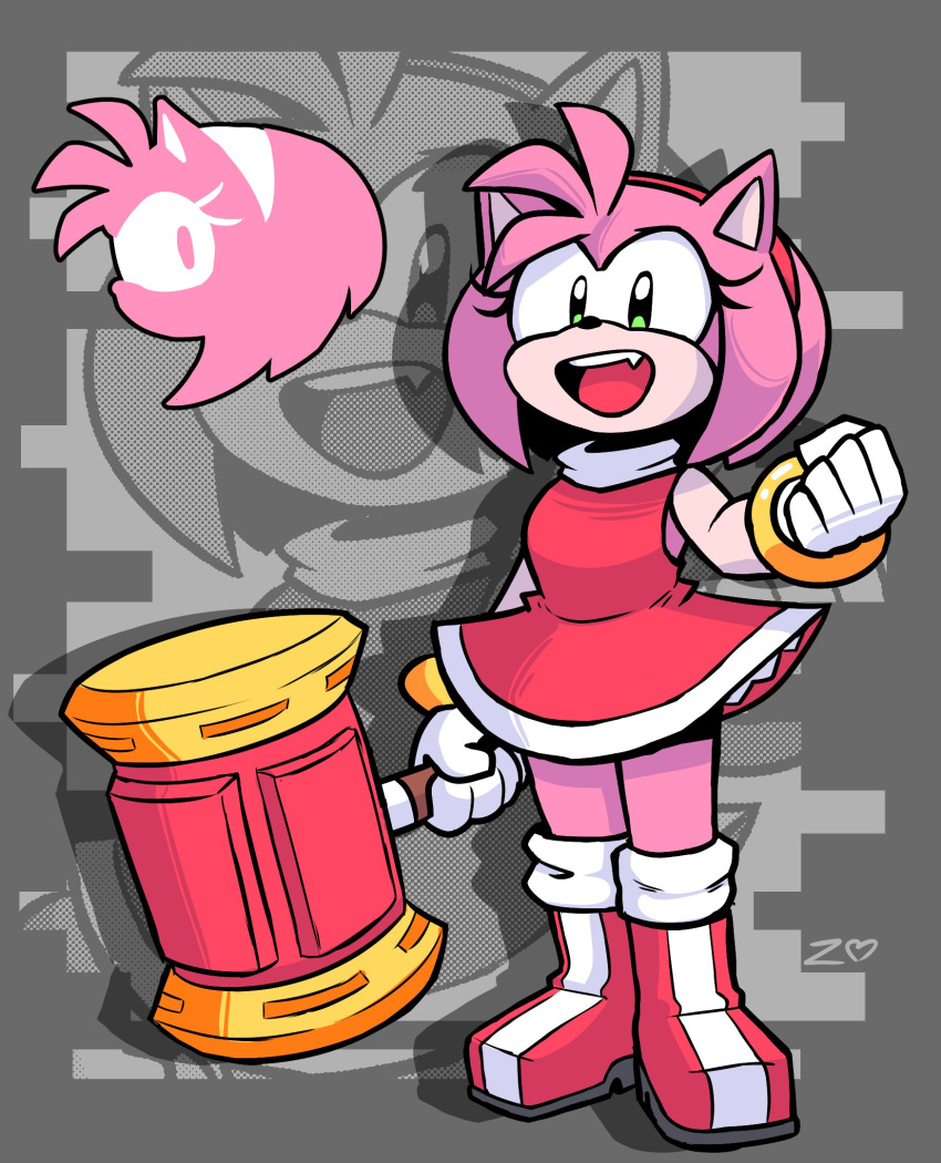 5_fingers accessory amy_rose anthro boots clothing eulipotyphlan female fingers footwear gloves hair_accessory hairband hammer handwear hedgehog hi_res holding_hammer holding_object holding_tool mammal open_mouth open_smile piko_piko_hammer sega smile solo sonic_the_hedgehog_(series) tools zepiereite