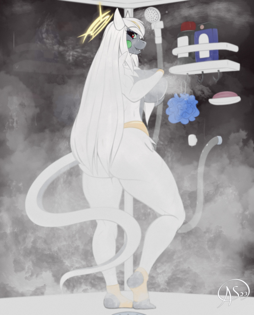 absurd_res aeroartz anthro arceus breasts generation_4_pokemon glass grin halo hi_res legendary_pokemon loofah looking_at_viewer nintendo pinup pokemon pokemon_(species) pose shower smile smirk steam tail venus_(disambiguation) venus_the_arceus water