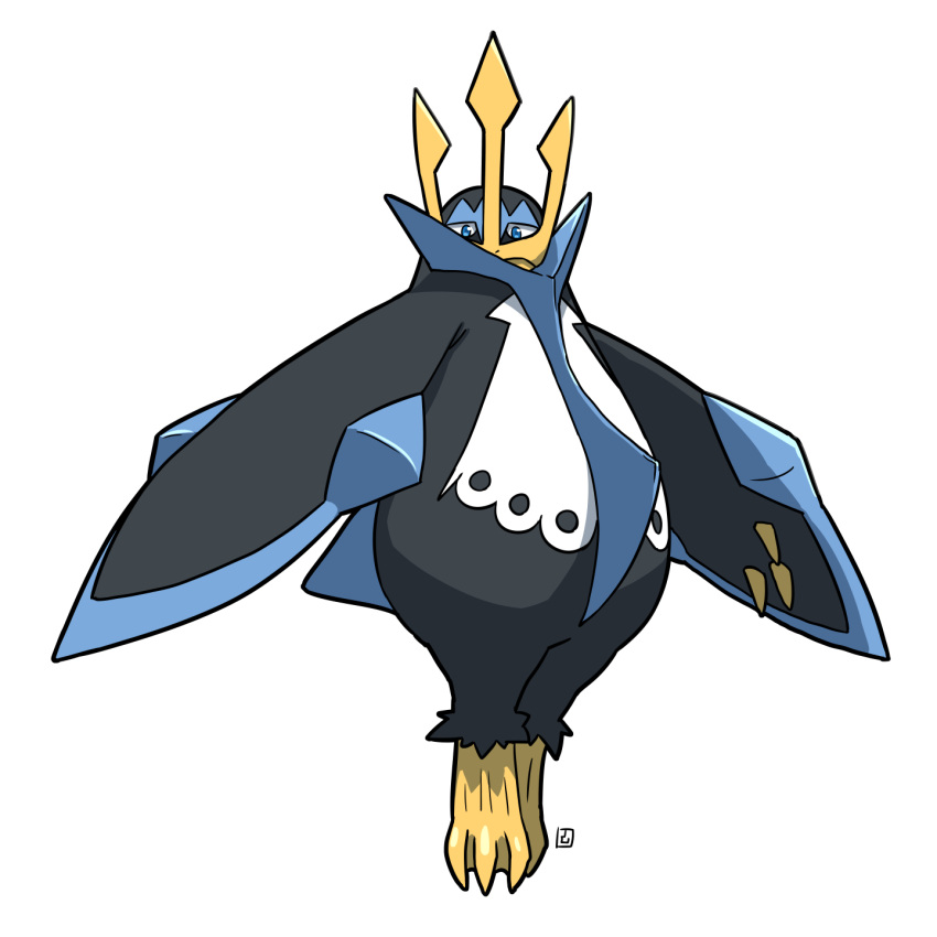 bird blue_eyes closed_mouth empoleon full_body highres looking_at_viewer muu_(mumumer) penguin pokemon pokemon_(creature) simple_background solo spikes white_background