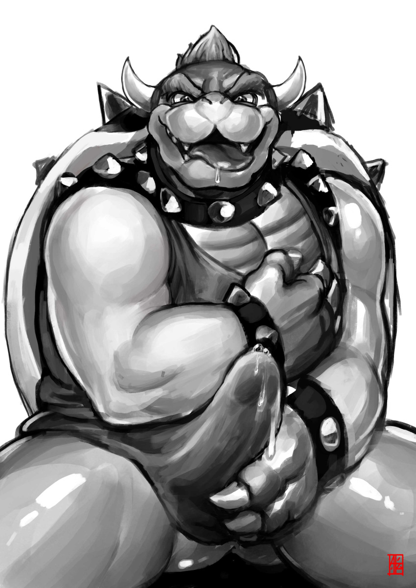 absurd_res bodily_fluids bowser bracelet bulge claws clothed clothing collar cum cum_in_clothing cum_in_underwear cum_through_clothing cum_through_underwear drooling erection erection_under_clothing genital_fluids genital_outline genitals hi_res horn jewelry koopa looking_at_viewer male mario_bros masturbation nintendo penile penile_masturbation penis penis_outline redgart saliva scalie shell shirt solo spiked_bracelet spiked_collar spiked_shell spikes spikes_(anatomy) tank_top tenting topwear underwear wet wet_clothing wet_underwear