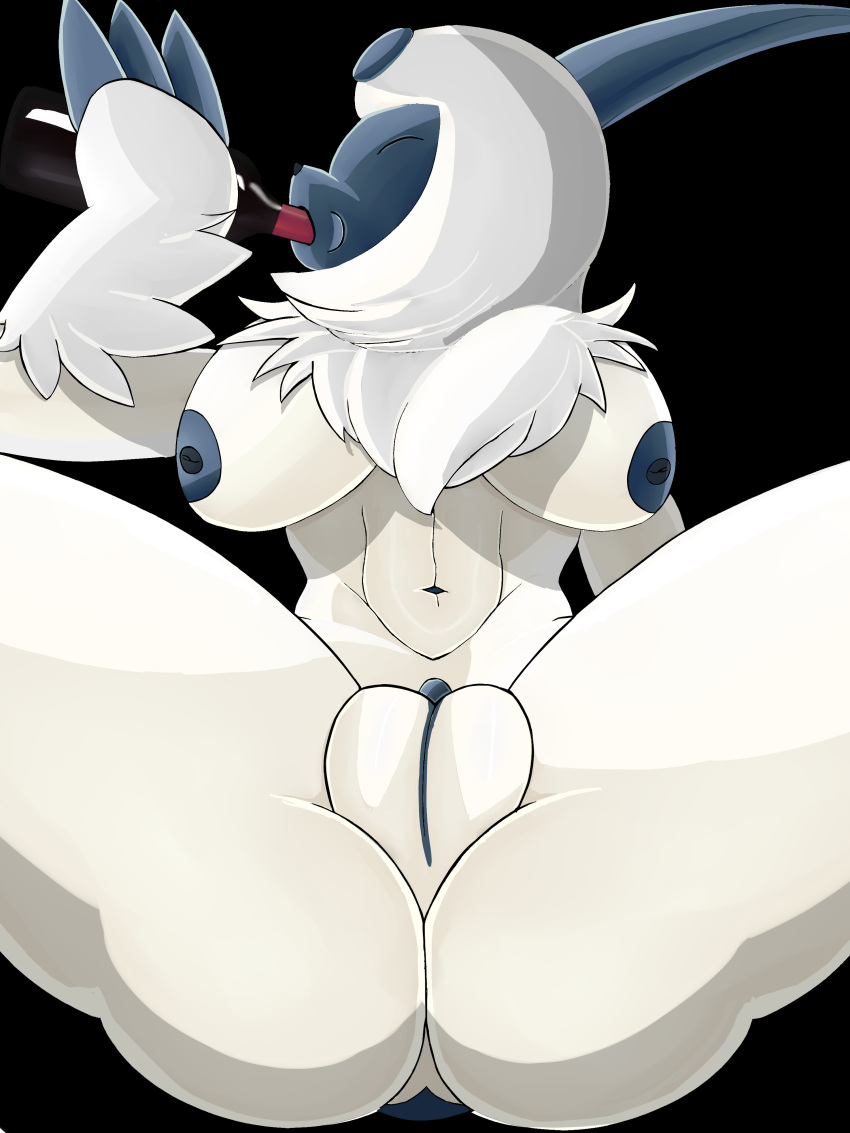 15roacxs 3:4 absol absurd_res alcoholic_drink anthro breasts female generation_3_pokemon genitals hi_res nintendo pokemon pokemon_(species) pussy solo