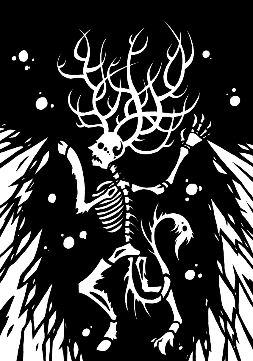 2014 2_fingers 3_horns 5_fingers ambiguous_gender animal_humanoid animated_skeleton antlers asymmetrical_feet asymmetrical_horns black_and_white black_background bone bubble cervine cervine_humanoid claws deer deer_humanoid digital_drawing_(artwork) digital_media_(artwork) finger_claws fingers fur hi_res hooves horn horned_humanoid humanoid ice mammal mammal_humanoid monochrome multi_horn restricted_palette rib_cage scp-924 scp_foundation sharp_teeth simple_background skeletal skeleton solo spine sunnyclockwork tail tailed_humanoid teeth undead underwater unguligrade water