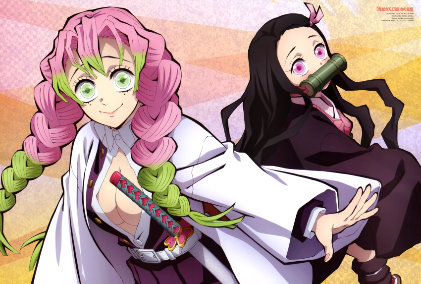 absurdres highres kamado_nezuko kanroji_mitsuri kimetsu_no_yaiba newtype non-web_source