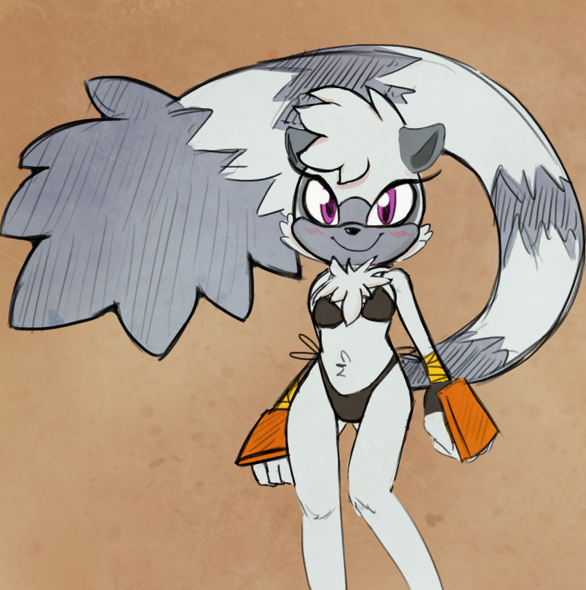 anthro bandaged_hand bikini chest_tuft clothing female hi_res idw_publishing lemur mammal markings primate sega smile solo sonic_the_hedgehog_(comics) sonic_the_hedgehog_(idw) sonic_the_hedgehog_(series) strepsirrhine swimwear tail tail_markings tangle_the_lemur tuft viofsa