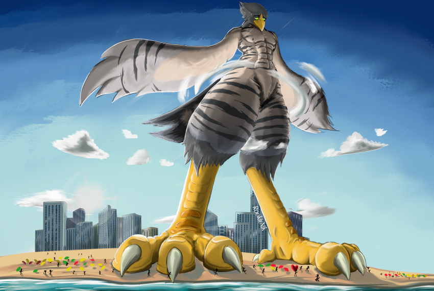 absurd_res anthro avian hi_res huge_filesize macro male rookienik size_difference solo