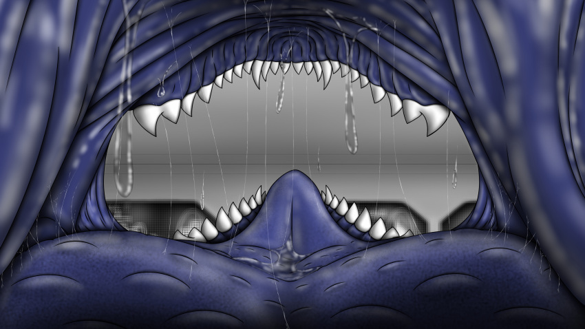 absurd_res blue_internal bodily_fluids derg_vic dragon drooling hi_res male mouth_shot open_mouth oral_vore prey_pov saliva solo teeth throat_pov tongue vore zawkian_puppy