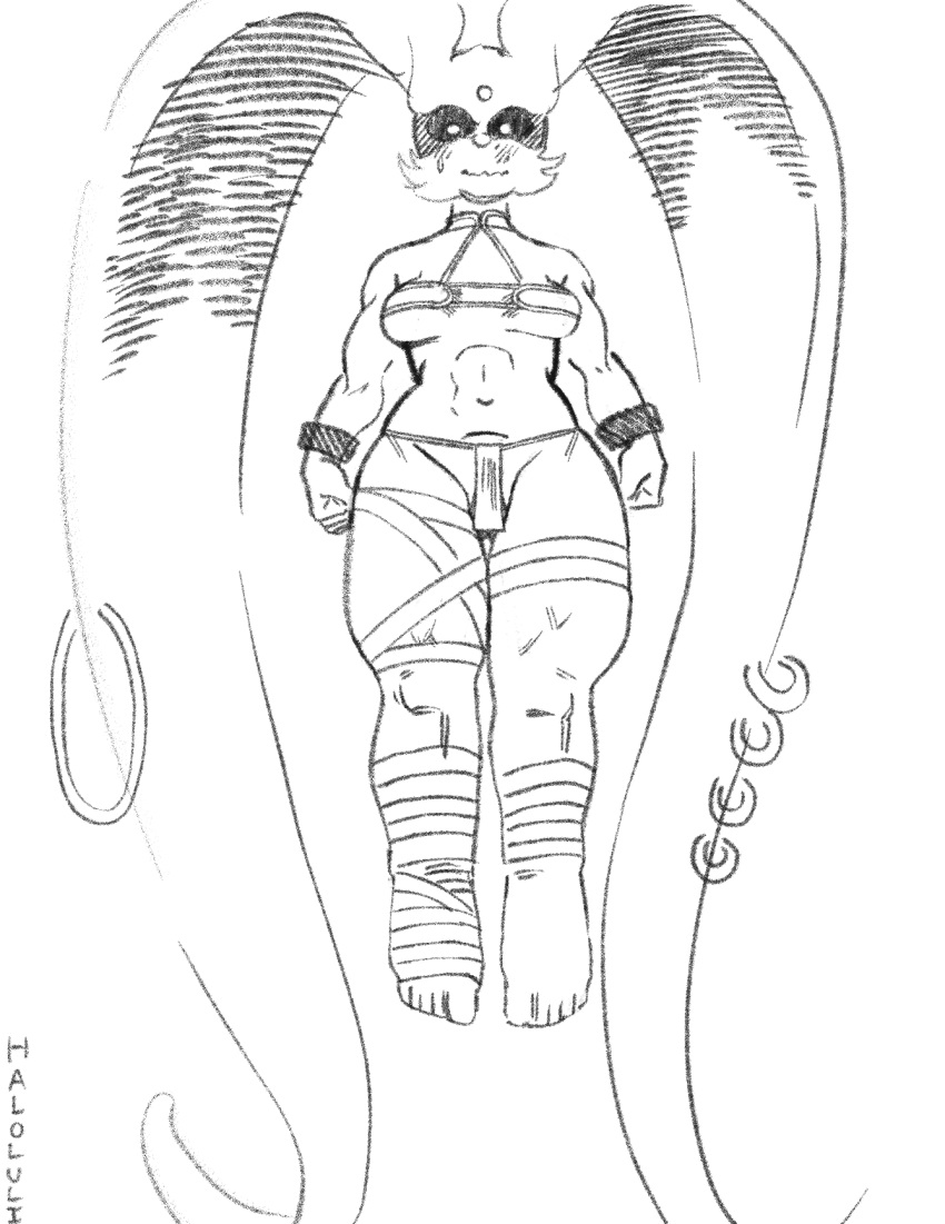 2023 4_fingers 5_toes anthro armor athletic athletic_anthro athletic_female bandage barefoot black_sclera breasts clothed clothing ear_piercing ear_ring elderly_female feet female fingers floating fur fur_markings glowing glowing_eyes haloluli hi_res humanoid_feet kaze_and_the_wild_masks lagomorph leporid long_ears looking_at_viewer mammal markings mature_anthro mature_female monochrome navel nervous nervous_sweat old paws piercing plantigrade rabbit ring_piercing skimpy solo thick_thighs toes typhoon_(kaze_and_the_wild_masks) unconvincing_armor wide_eyed
