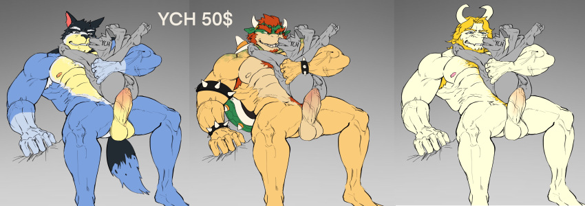 abs absurd_res anal anal_penetration asgore_dreemurr australian_cattle_dog balls bandit_heeler beard blonde_hair bluey_(series) bowser canid canine canis cattledog digital_media_(artwork) domestic_dog duo facial_hair genitals hair herding_dog hi_res male mammal mario_bros muscular nintendo nipples nude pastoral_dog penetration penis puffer_puff scalie sex simple_background undertale undertale_(series) ych_(character)