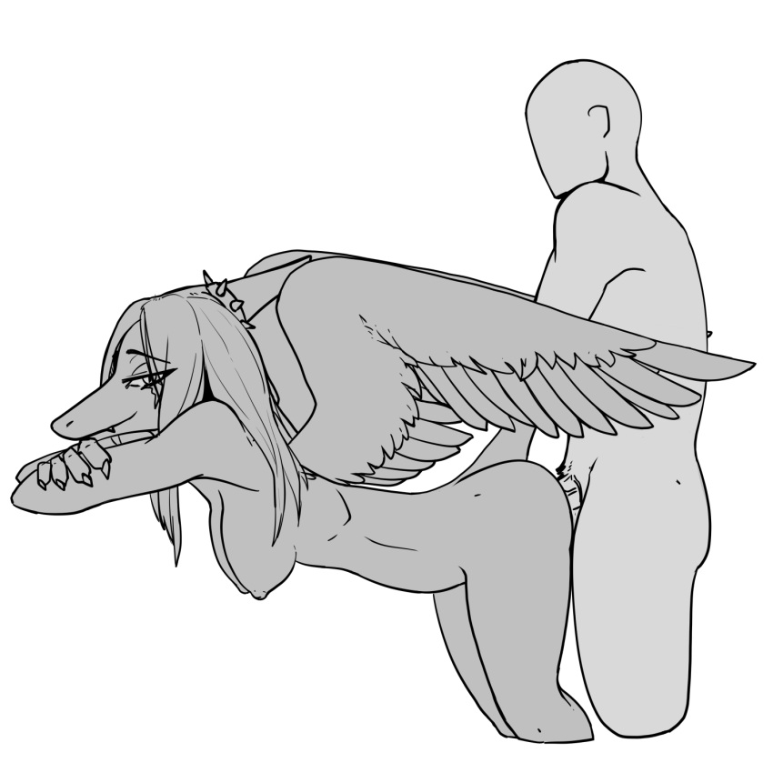 1:1 5_fingers anon_(snoot_game) anthro anthro_penetrated arm_support bone_frill breasts claws crossed_arms duo faceless_character faceless_human faceless_male fang_(gvh) fangs feathered_wings feathers female female_anthro female_penetrated finger_claws fingers frill_(anatomy) from_behind_position genitals goodbye_volcano_high hair hi_res human human_on_anthro human_penetrating human_penetrating_anthro human_penetrating_female interspecies long_hair looking_back male male/female male_penetrating male_penetrating_anthro male_penetrating_female mammal monochrome nipples nude penetration penile penile_penetration penis platform_sex platform_standing_doggystyle pterodactylus pterosaur reptile scalie sex short_tail smile snoot_game_(fan_game) snout spiked_hairband spread_wings standing_doggystyle tail teeth unknown_artist wings