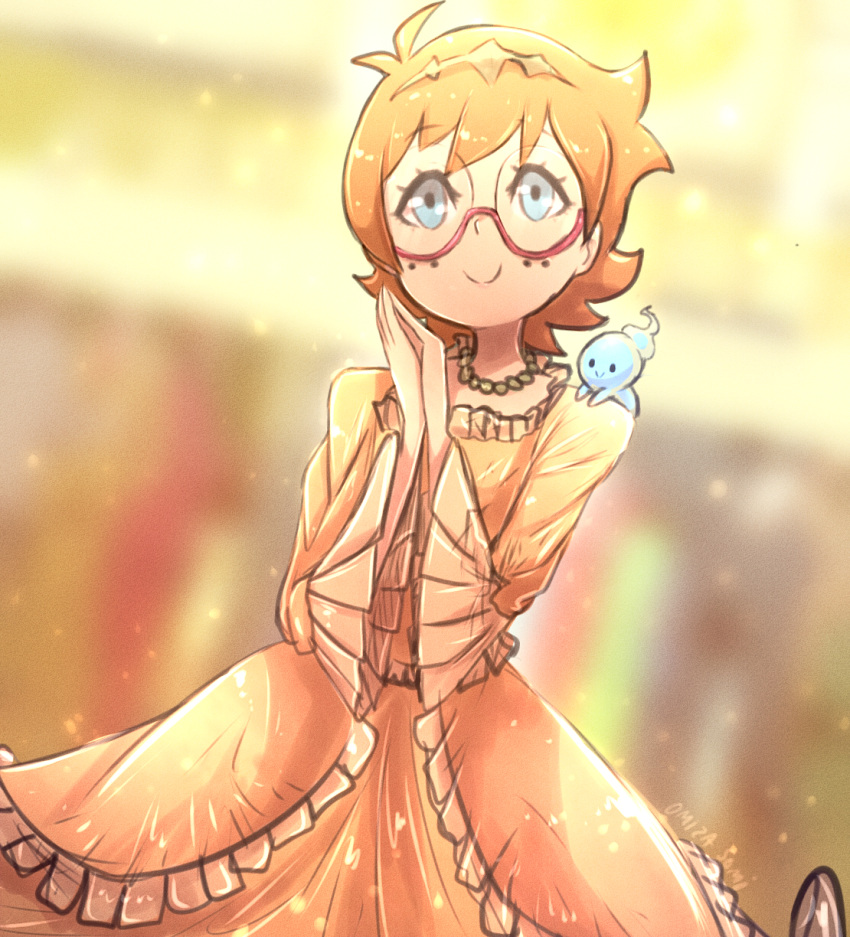 dress glasses highres little_witch_academia lotte_jansson omiza_somi orange_hair yellow_dress