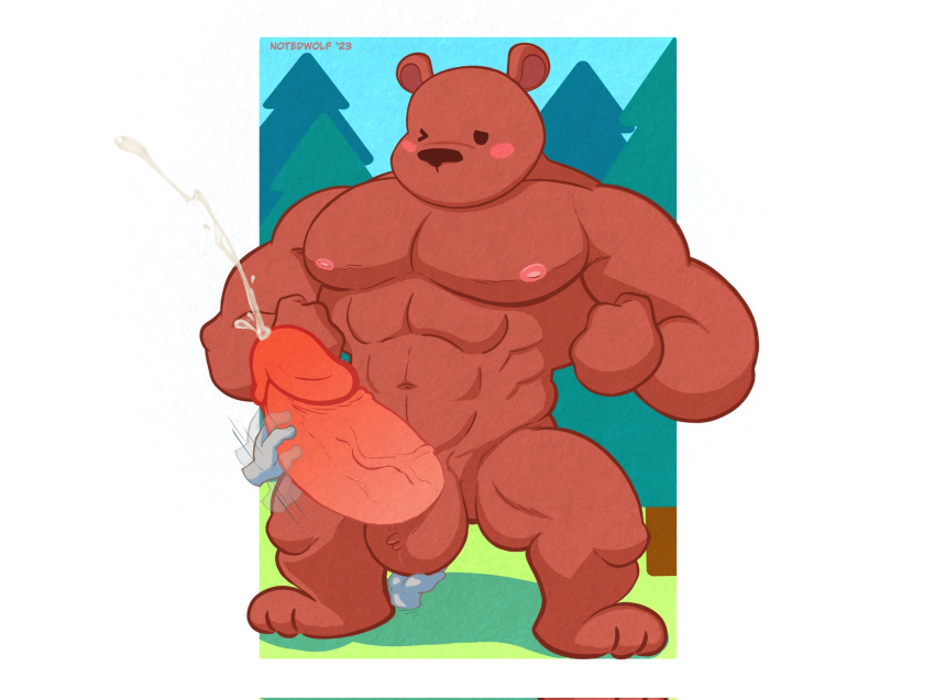 2023 abs anthro bear bent_legs big_penis blush bodily_fluids cum cumshot digital_drawing_(artwork) digital_media_(artwork) disembodied_hand dripping ejaculation erection flexing flexing_both_biceps flexing_muscles forest forest_background genital_fluids genitals half-closed_eyes hands_clenched hi_res huge_penis hyper hyper_genitalia hyper_penis leaking_precum looking_pleasured male mammal masturbation motion_lines movement muscular muscular_male narrowed_eyes nature nature_background nipples notedwolf one_eye_closed orgasm orgasm_face owo penis pinup plant pose precum pubes shaded simple_background simple_coloring simple_face simple_shading solo spread_legs spreading textured tree ursine uwu vein veiny_penis