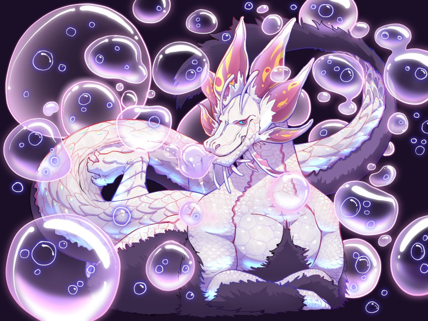 anthro bubble capcom dragon hairy iridescent leviathan_(mh) male male/male mizutsune monster monster_hunter ryanburr scales scalie solo