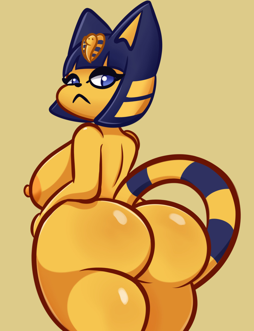 absurd_res animal_crossing ankha_(animal_crossing) anthro arturfox big_butt butt female hi_res nintendo nipples solo