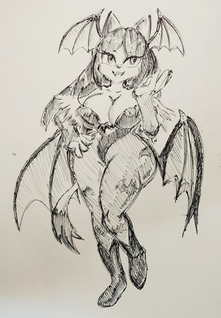 2023 absurd_res anthro arm_warmers armwear bat_wings big_breasts black_and_white boots breasts capcom cleavage clothed clothing cosplay crossover curvy_figure darkstalkers domestic_cat felid feline felis female fingers footwear hair hand_on_hip hand_on_own_hip hi_res honey_the_cat hourglass_figure legwear leotard long_hair long_tail looking_at_viewer mammal membrane_(anatomy) membranous_wings monochrome morrigan_aensland open_mouth pantyhose pikapika212 sega sketch small_waist smile solo sonic_the_fighters sonic_the_hedgehog_(series) tail thick_thighs voluptuous wide_hips wings