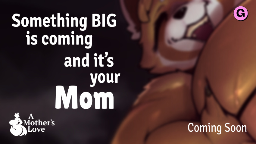 absurd_res advertisement aggressive_retsuko anthro big_breasts breasts female hi_res mature_female mother noctoc parent retsuko's_mother sanrio smile solo teaser text wet your_mother