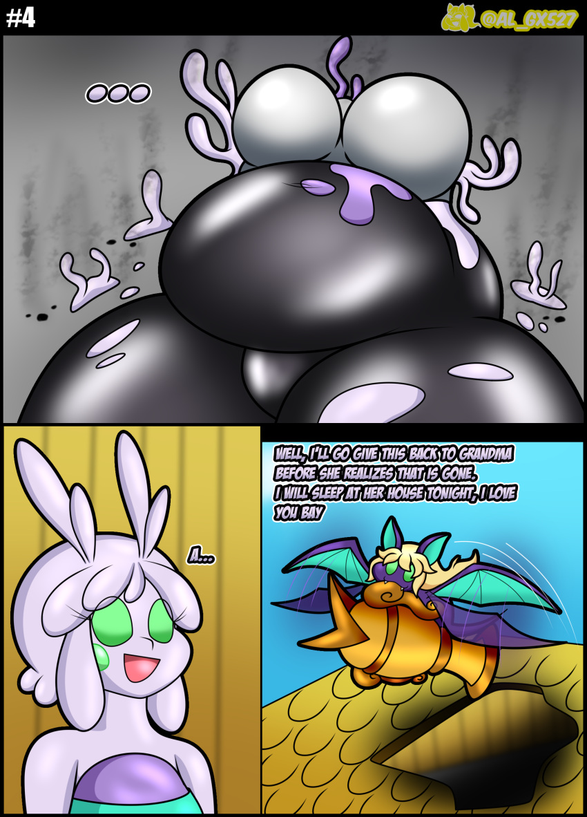 absurd_res al_gx anthro armor award bat big_breasts bottomwear breasts chubby_female clothing comic daughter_(lore) destruction dialogue dragon duo english_text fan_character female flying generation_1_pokemon generation_6_pokemon goo_creature goo_hair goodra hair hi_res hisuian_form hisuian_goodra long_hair mammal mature_female mother_(lore) mother_and_child_(lore) mother_and_daughter_(lore) nintendo opal_(al_gx) overweight parent_(lore) parent_and_child_(lore) parent_and_daughter_(lore) pearl_(al_gx) pokemon pokemon_(species) pseudo_hair regeneration regional_form_(pokemon) rubber rubber_clothing rubber_suit running sliggoo story text trophy zubat