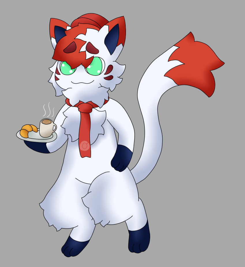 absurd_res anthro beverage bread bushy_hair coffee croissant cute_expression cute_eyes food generation_1_pokemon hi_res hisuian_form hisuian_zorua hybrid kai_mew-(character) legendary_pokemon male mew_(pokemon) nintendo pokemon pokemon_(species) pokemon_cafe_remix regional_form_(pokemon) smile solo sparkchu01 tray