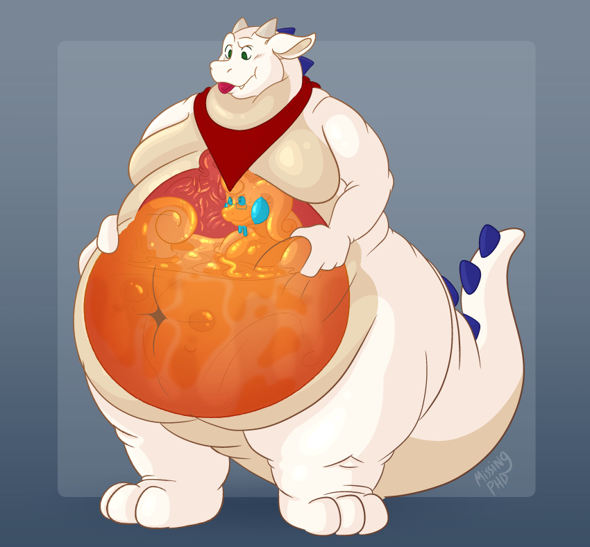 absurd_res anthro bandanna belly belly_expansion belly_grab belly_inflation belly_overhang big_butt big_toes butt double_chin duo expansion feet generation_6_pokemon goo_hair goodra grumpy hi_res inflation internal kerchief kobold male male/male melting missingphd moobs navel nintendo pokemon pokemon_(species) pseudo_hair slime slime_inflation spiked_tail spikes spikes_(anatomy) standing tail thick_tail toes vore