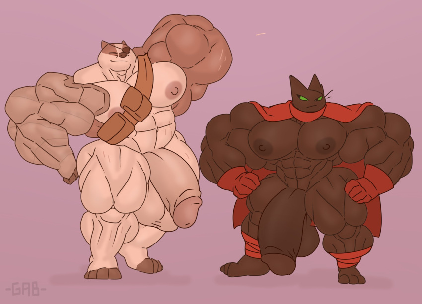 2023 3_toes 4_toes abs anthro areola badger badgerclops balls biceps big_balls big_muscles big_penis biped cartoon_network digital_media_(artwork) domestic_cat duo feet felid feline felis flaccid gabgbb genitals glans hi_res huge_balls huge_muscles huge_penis hyper hyper_balls hyper_genitalia hyper_muscles hyper_penis male mammal mao_mao:_heroes_of_pure_heart muscular mustelid musteline navel nipples nude pecs penis quads sheriff_mao_mao_mao simple_background thick_thighs toes triceps wide_hips